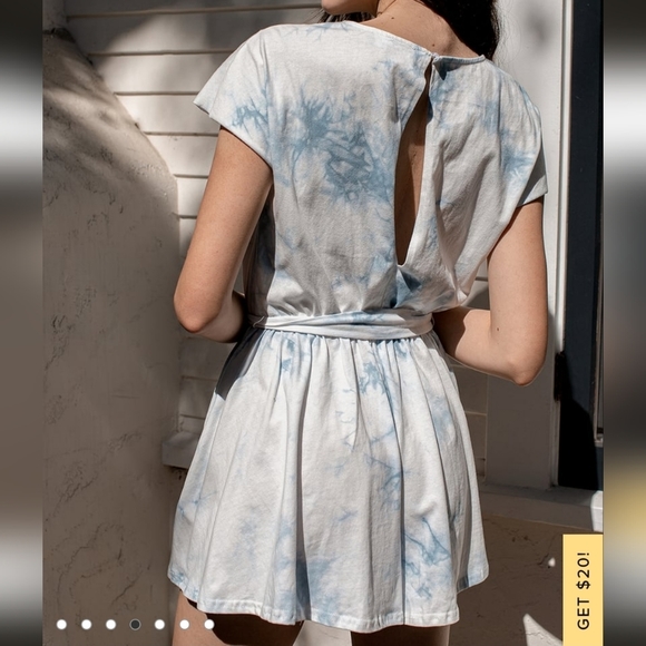 Lulus On A Road Trip Blue Tie-Dye Short Sleeve Romper Active Oversized Casual XL - Picture 4 of 14